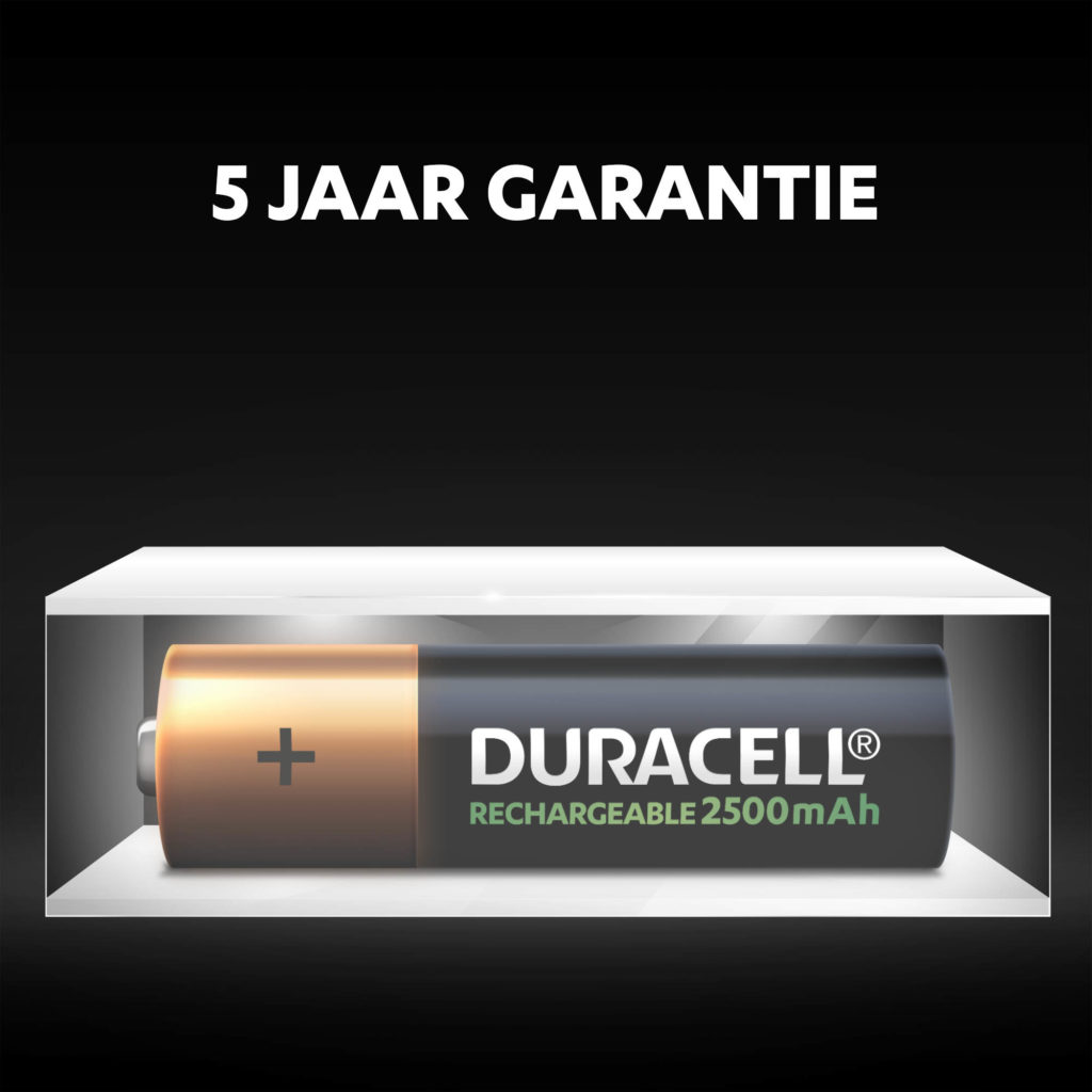 Ongebruikte Duracell oplaadbare AA 2500 mAh-batterijen, fris en tot 5 jaar van stroom voorzien in omgevingsopslag