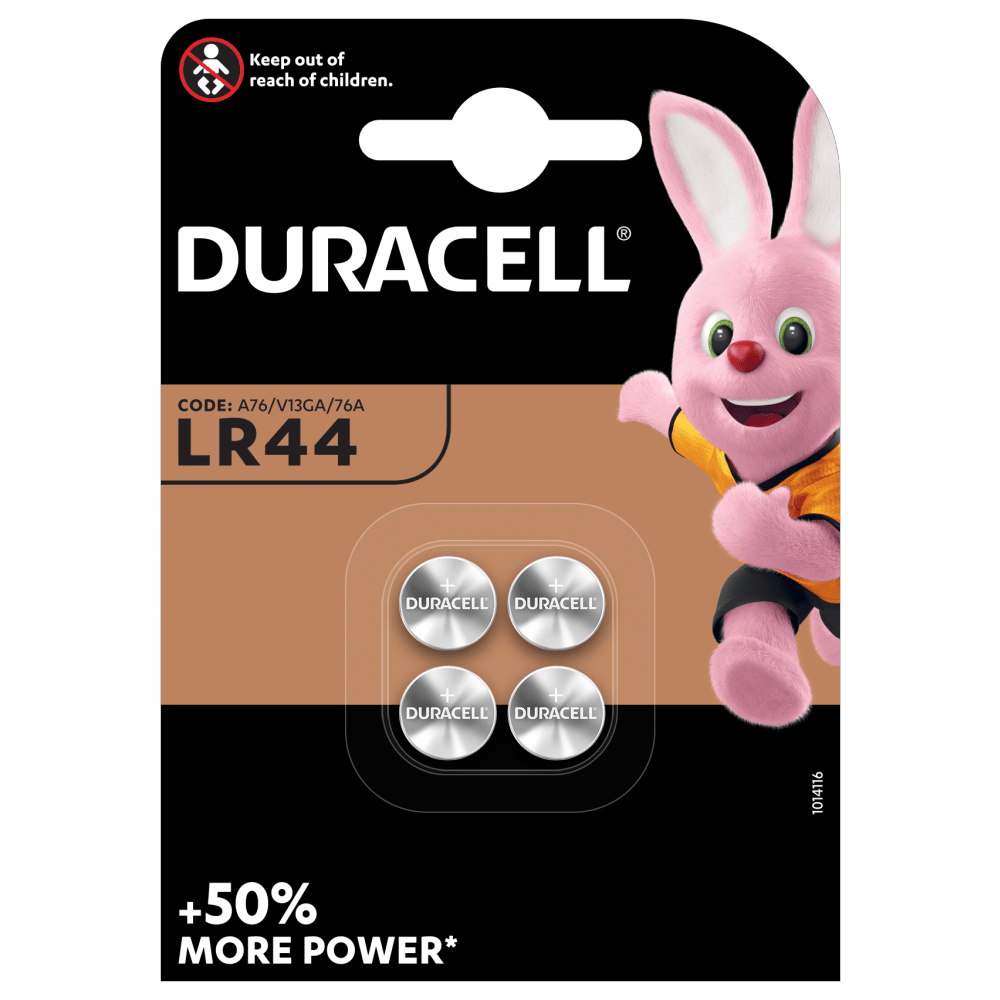 Duracell Specialty LR44 Alkaline knoopcelbatterij 1,5V 4-delig pack