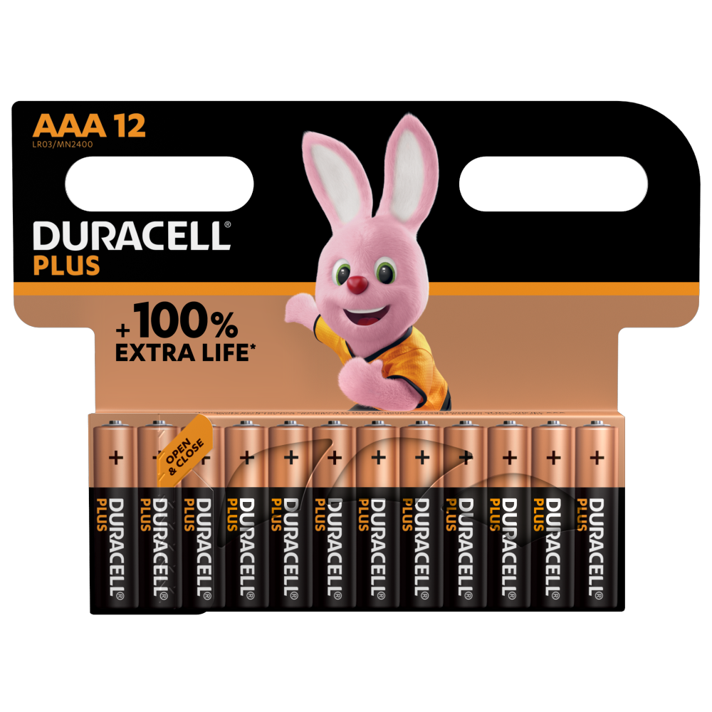 Duracell Plus Alkaline AAA 1.5V batterijen 12 stuks pack