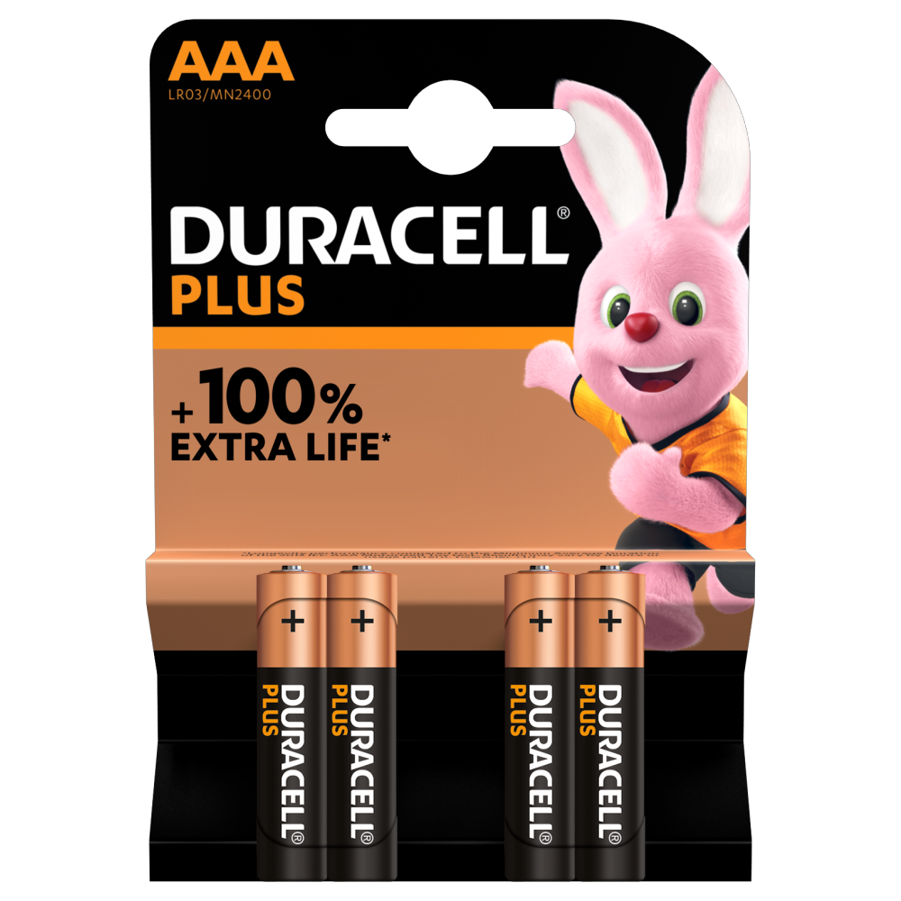 Duracell Plus Alkaline AAA 1.5V batterijen 4 stuks pack