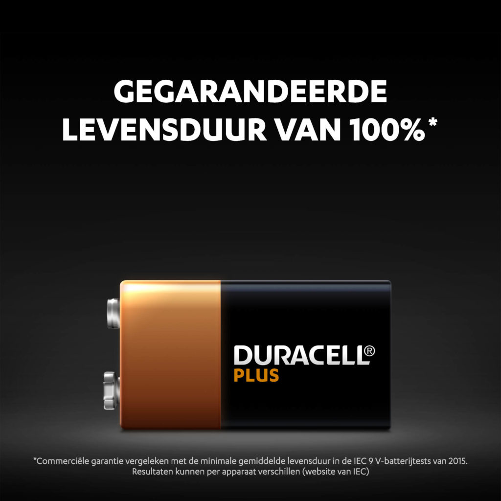 Duracell Plus 9V-batterijen hebben tot 50% meer vermogen
